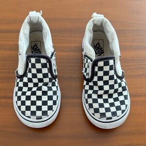 Vans Toddler Black and White Checkered Slip-On Sneakers Size 9